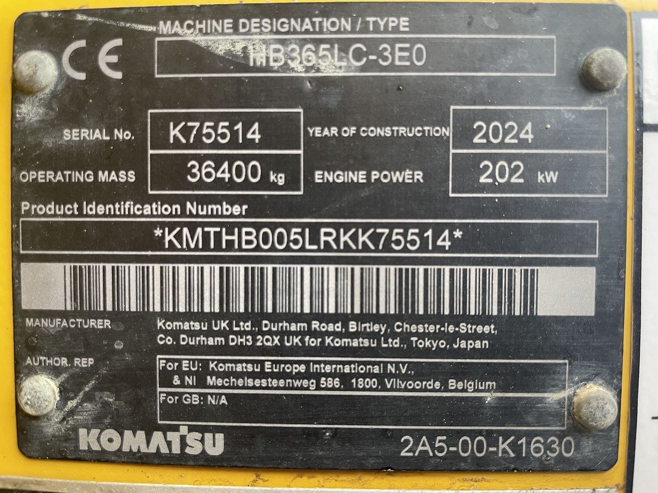 Beltegraver Komatsu HB365LC-3EO