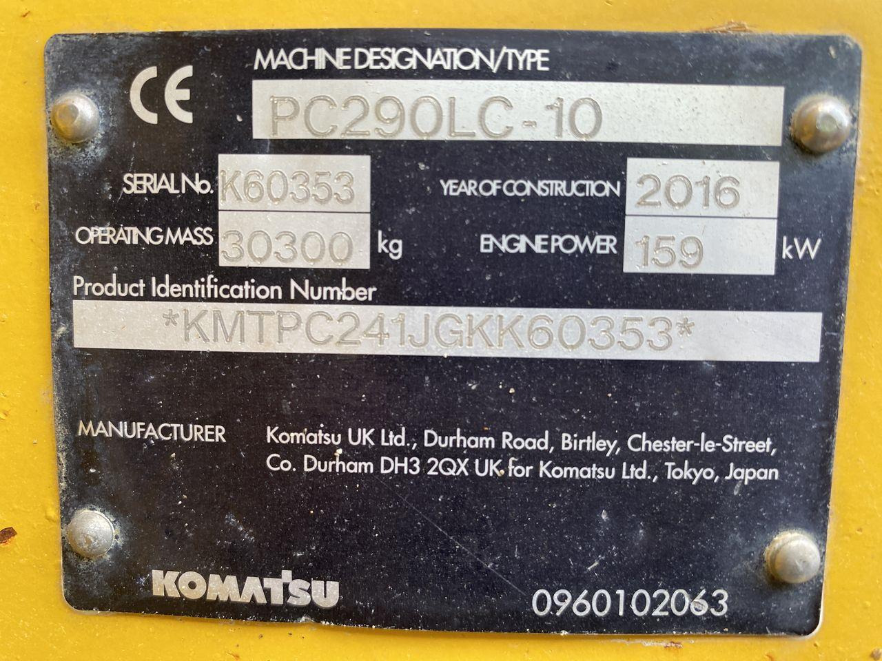 Beltegraver Komatsu PC290LC-10