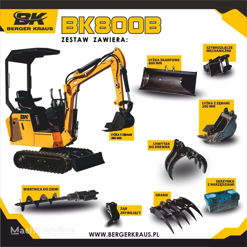 Leie Berger Kraus Mini Excavator BK800B with FULL equipment Berger Kraus Mini Excavator BK800B with FULL equipment: bilde 1