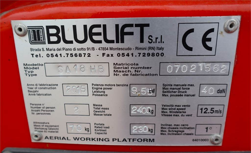 Lift Bluelift SA18HB Electric, Fully Remote Controlled, 18m Work: bilde 6