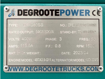 DEGROOTE POWER* DP-C80SS 80KVA - Elektrisk generator: bilde 4