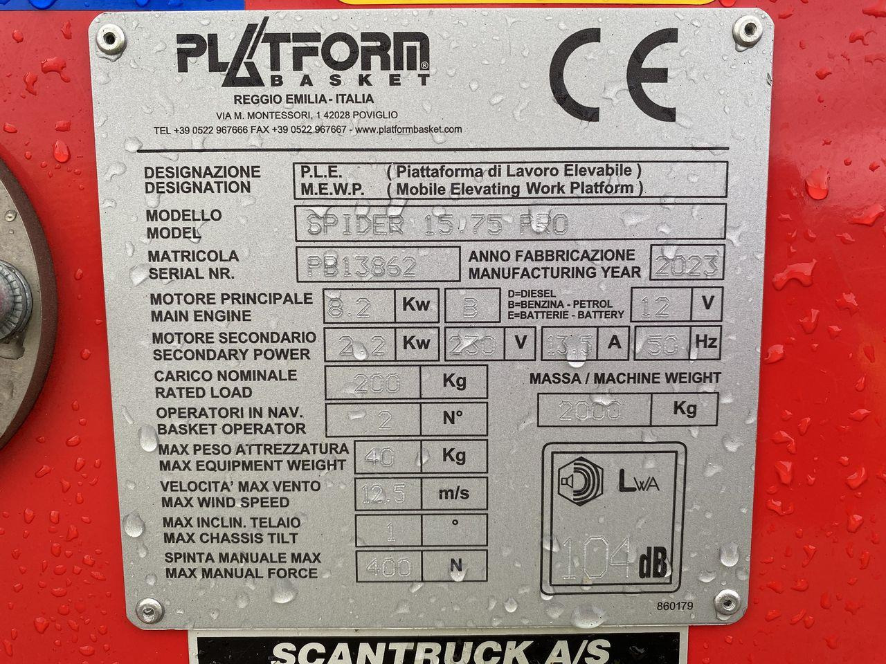Edderkopplift Platform Basket SPIDER 15.75 STD
