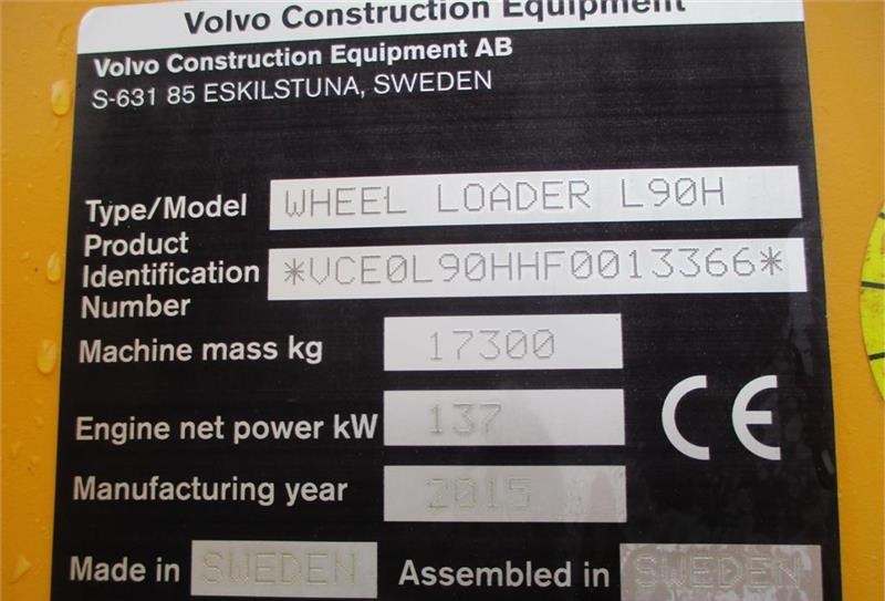 Hjullaster Volvo L 90 H Med CDC styrring og brede 650/65R25 hjul på