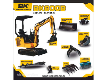 Berger Kraus Mini Excavator BK800B with FULL equipment - Minigraver
