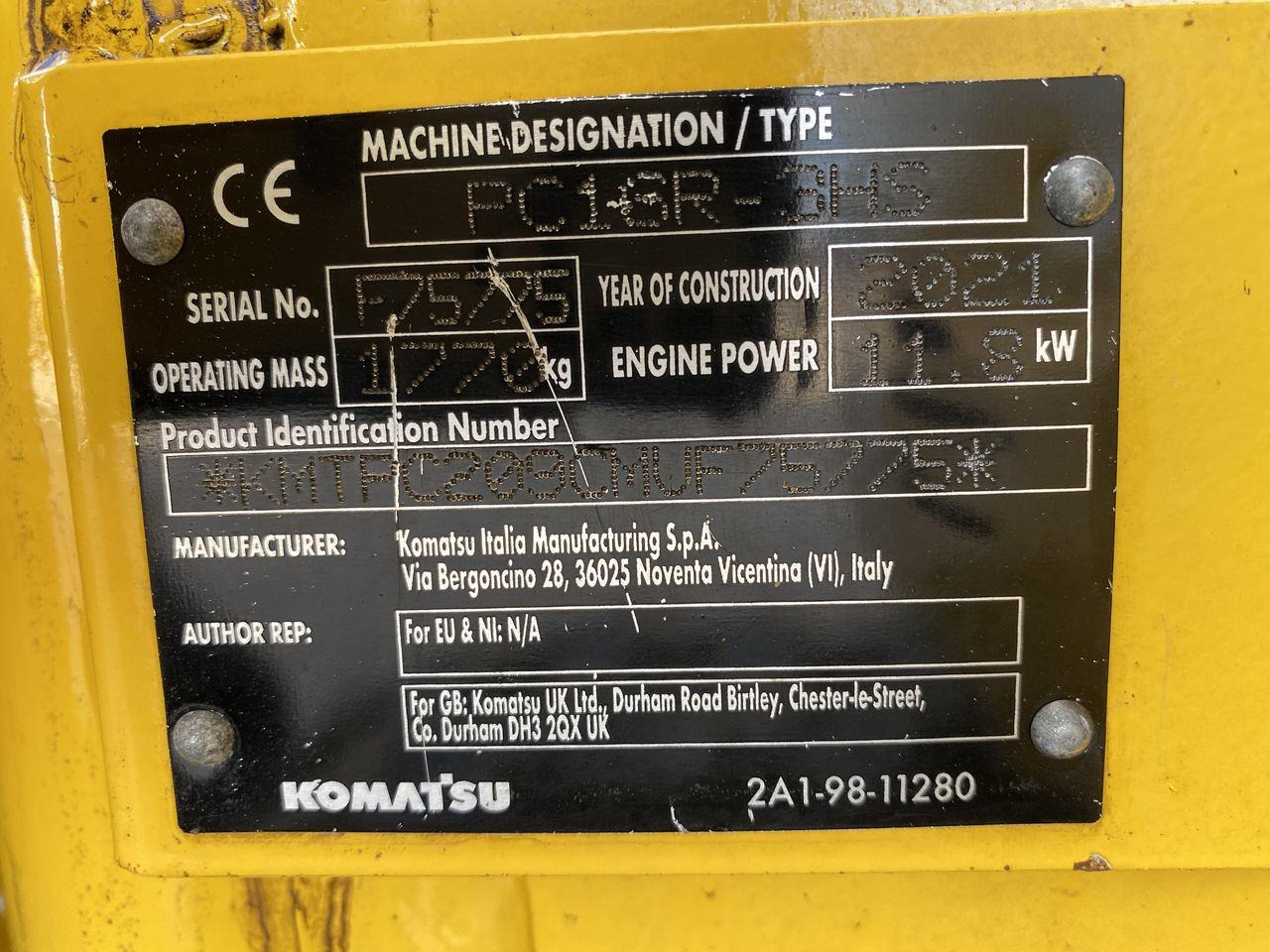 Minigraver Komatsu PC16R-3HS CANOPY