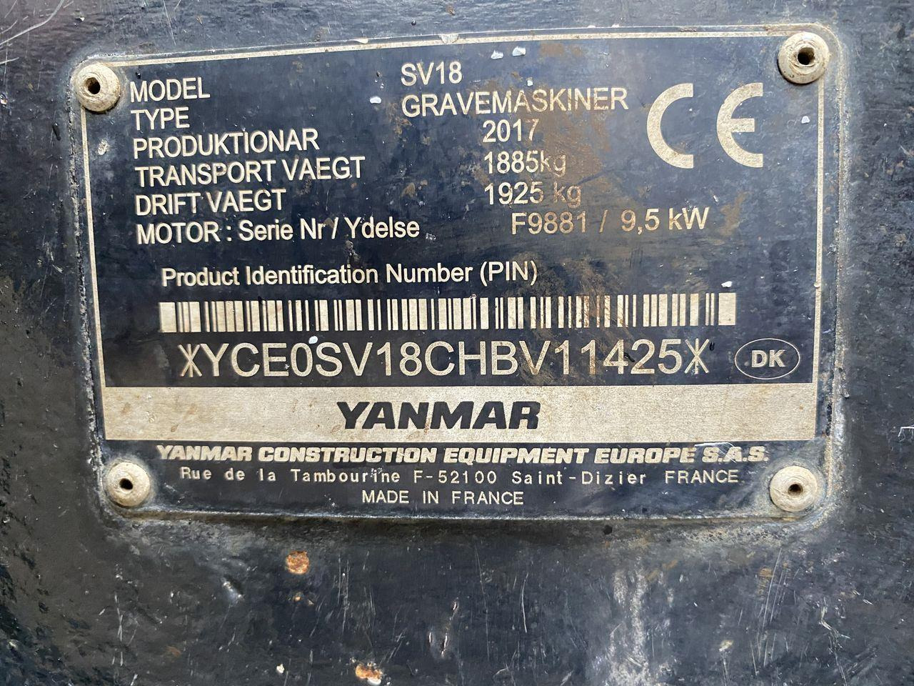 Minigraver Yanmar SV18