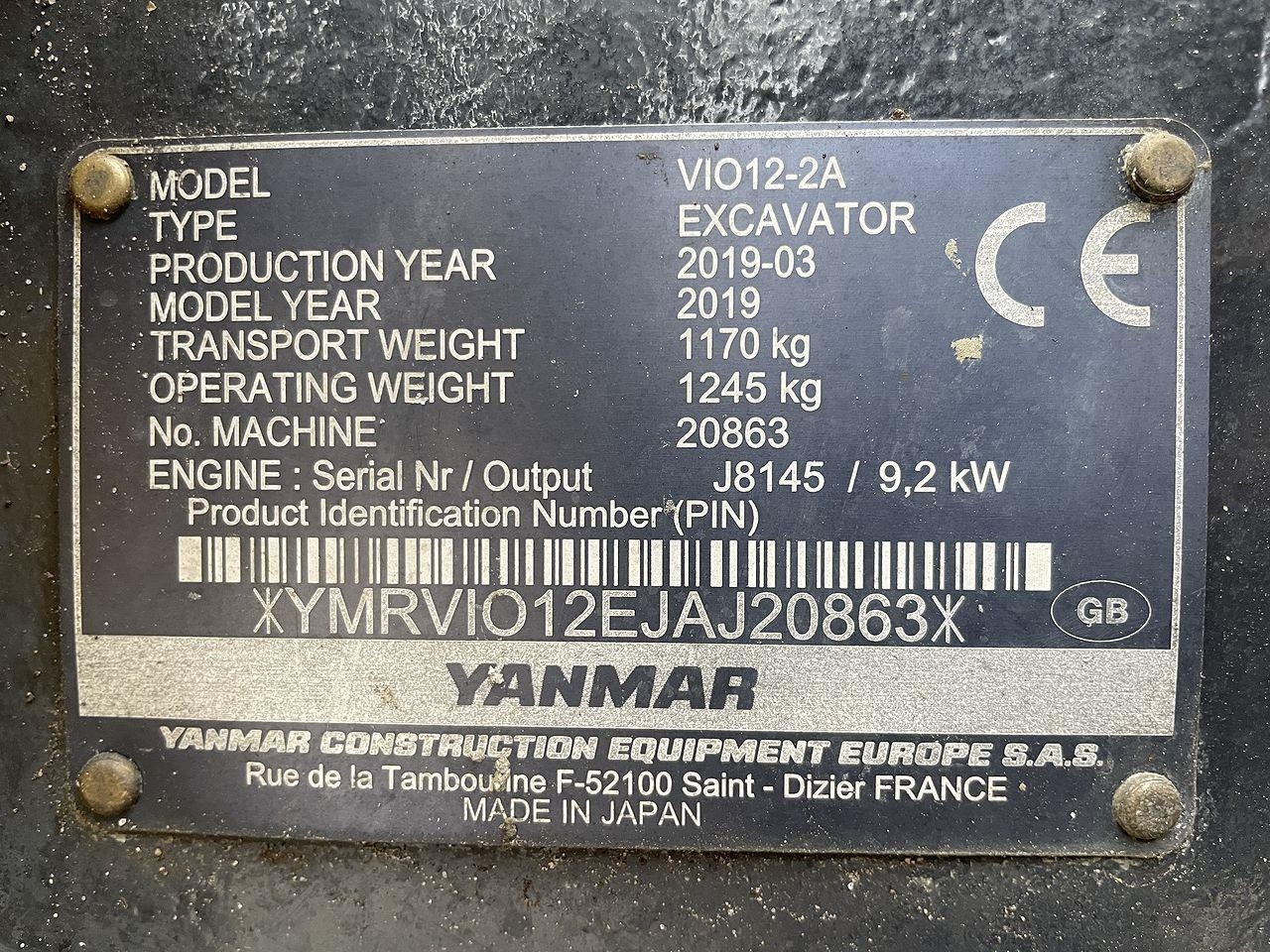 Minigraver Yanmar VIO12