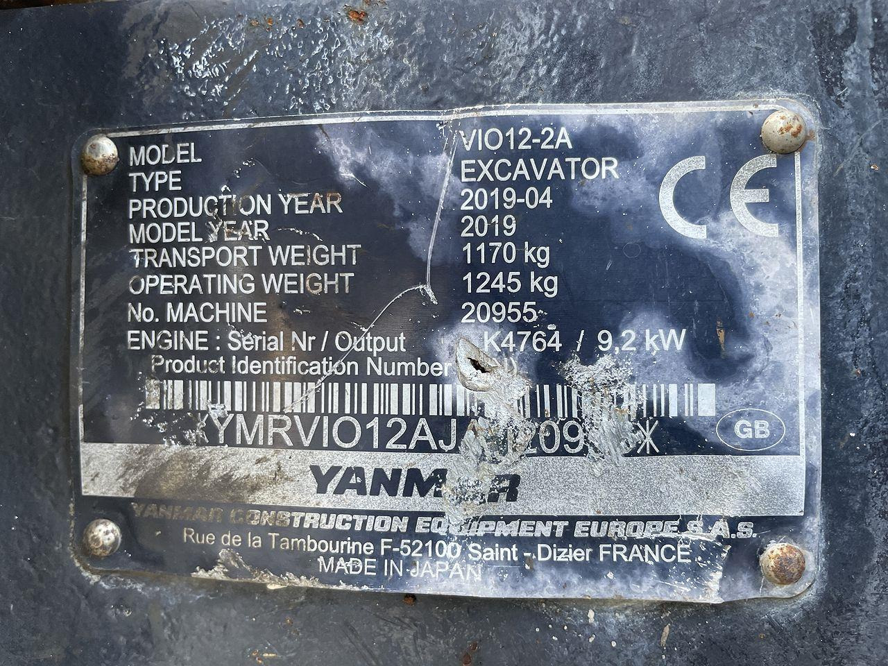Minigraver Yanmar VIO12