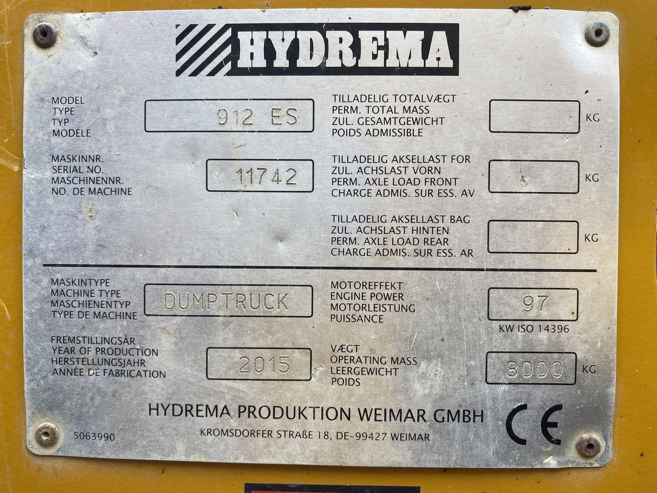 Rammestyrt dumper Hydrema 912ES