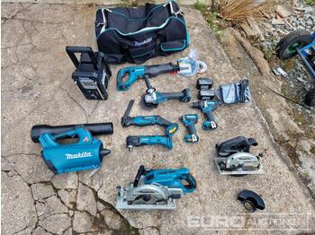  Unused 14 Piece Makita 18V Cordless Tool Set, Drill, Impactor, Grinder, Circular Saw, Muliti Tool, Plunge Saw, Small Reciprocating Saw, Large Reciprocating Saw, Site Radio with Bluetooth, Blower, 2x 4 - Verkstedutstyr