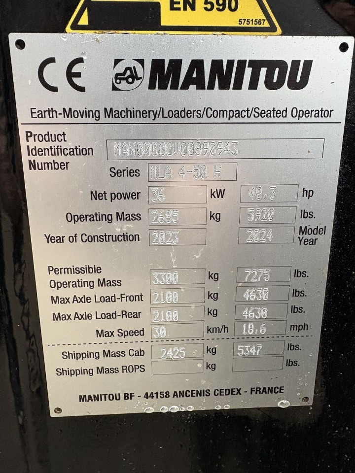Minilaster Manitou MLA 4-50H-C CAB ST5