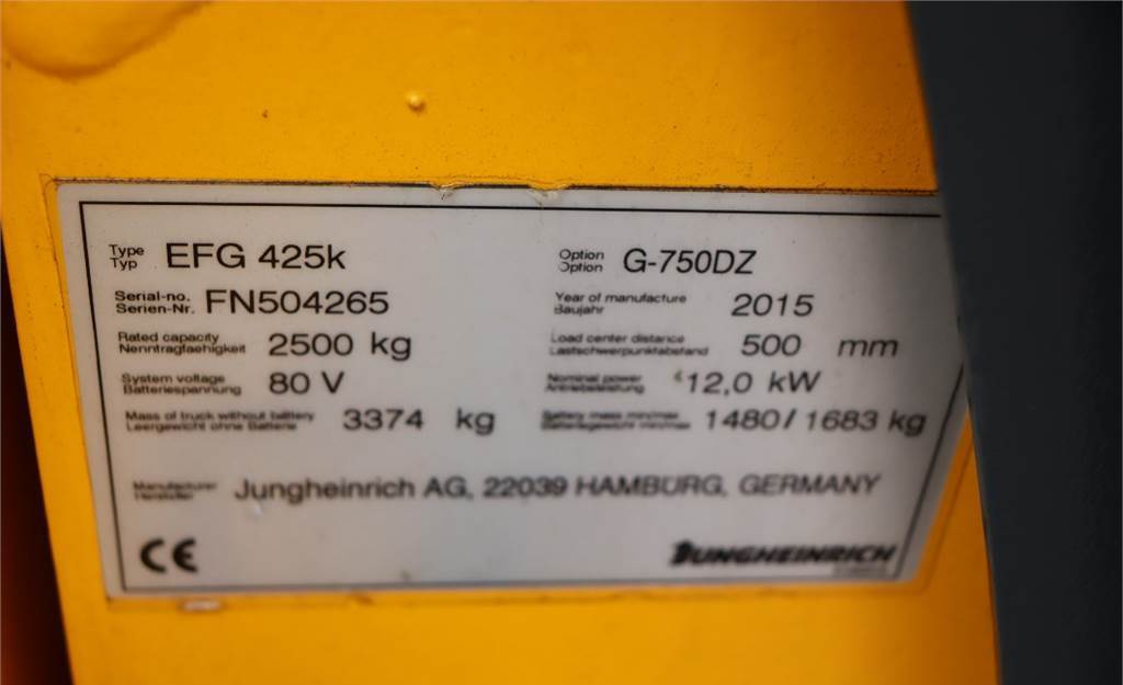 Dieseltruck Jungheinrich EFG425K Valid inspection, *Guarantee! Electric, Li: bilde 6