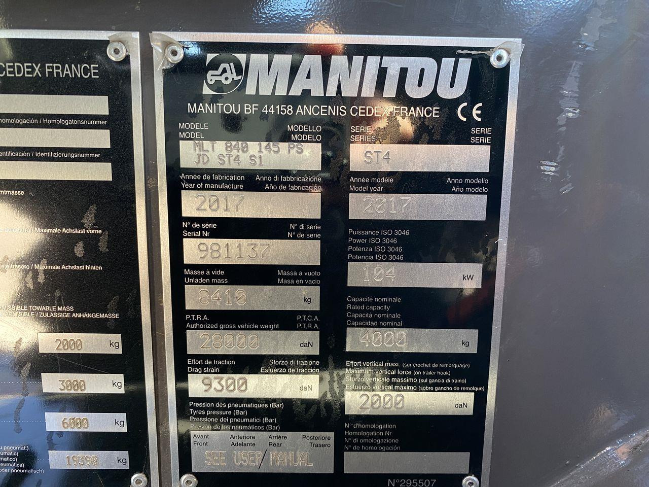 Teleskoplastere Manitou MLT840-145PS ELITE