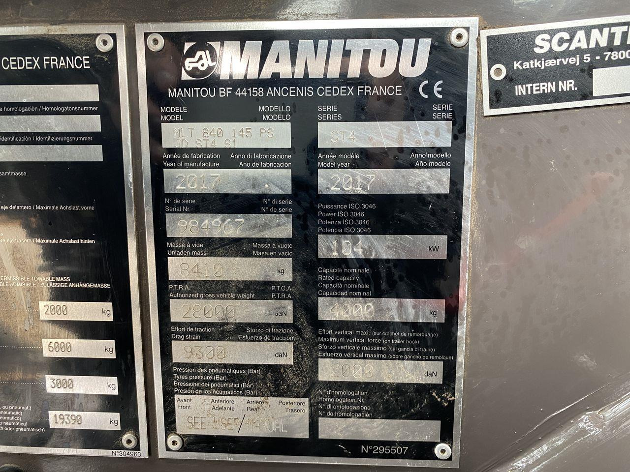 Teleskoplastere Manitou MLT840-145PS ELITE
