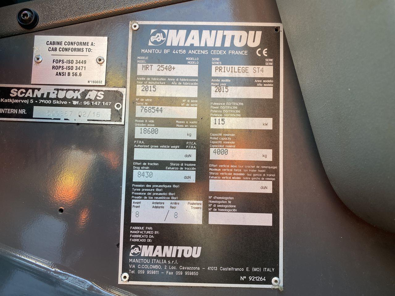 Teleskoplastere Manitou MRT2540P+ ST4
