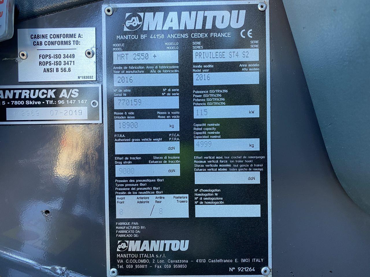 Teleskoplastere Manitou MRT2550P+ ST4