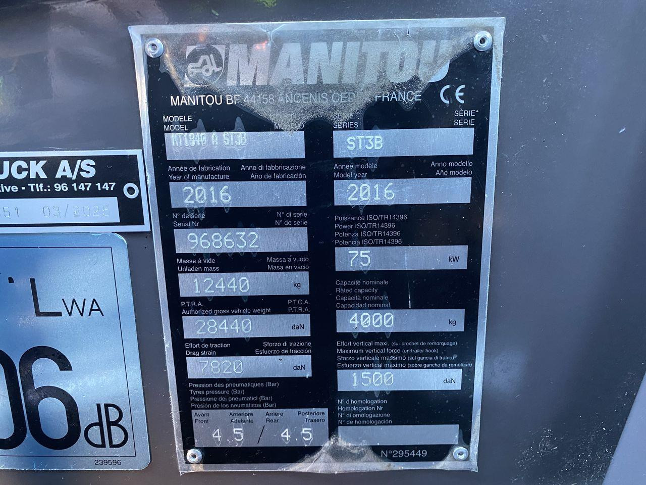 Teleskoplastere Manitou MT1840A ST3B