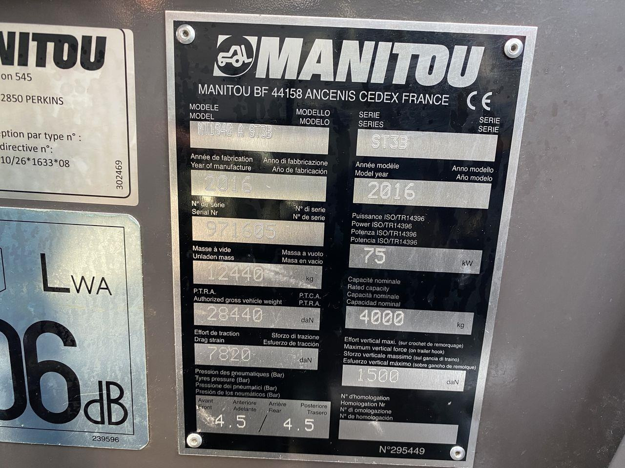 Teleskoplastere Manitou MT1840A ST3B