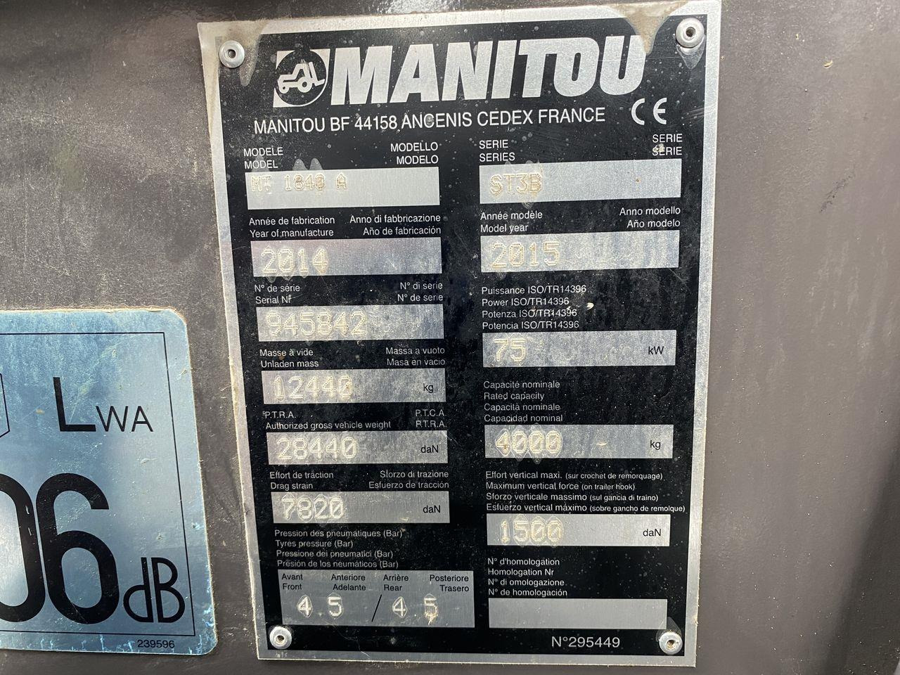 Teleskoplastere Manitou MT1840A ST3B