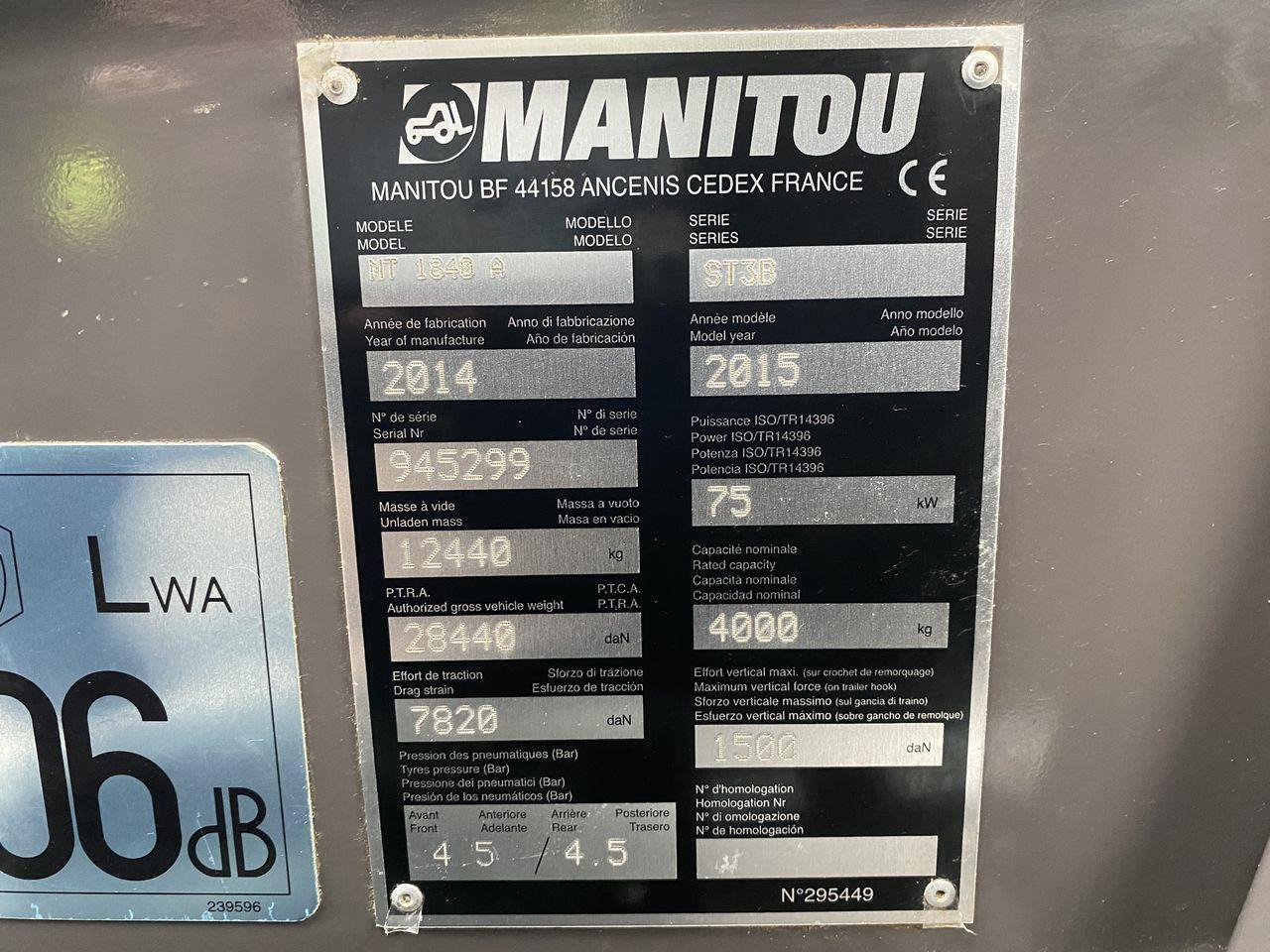 Teleskoplastere Manitou MT1840A ST3B