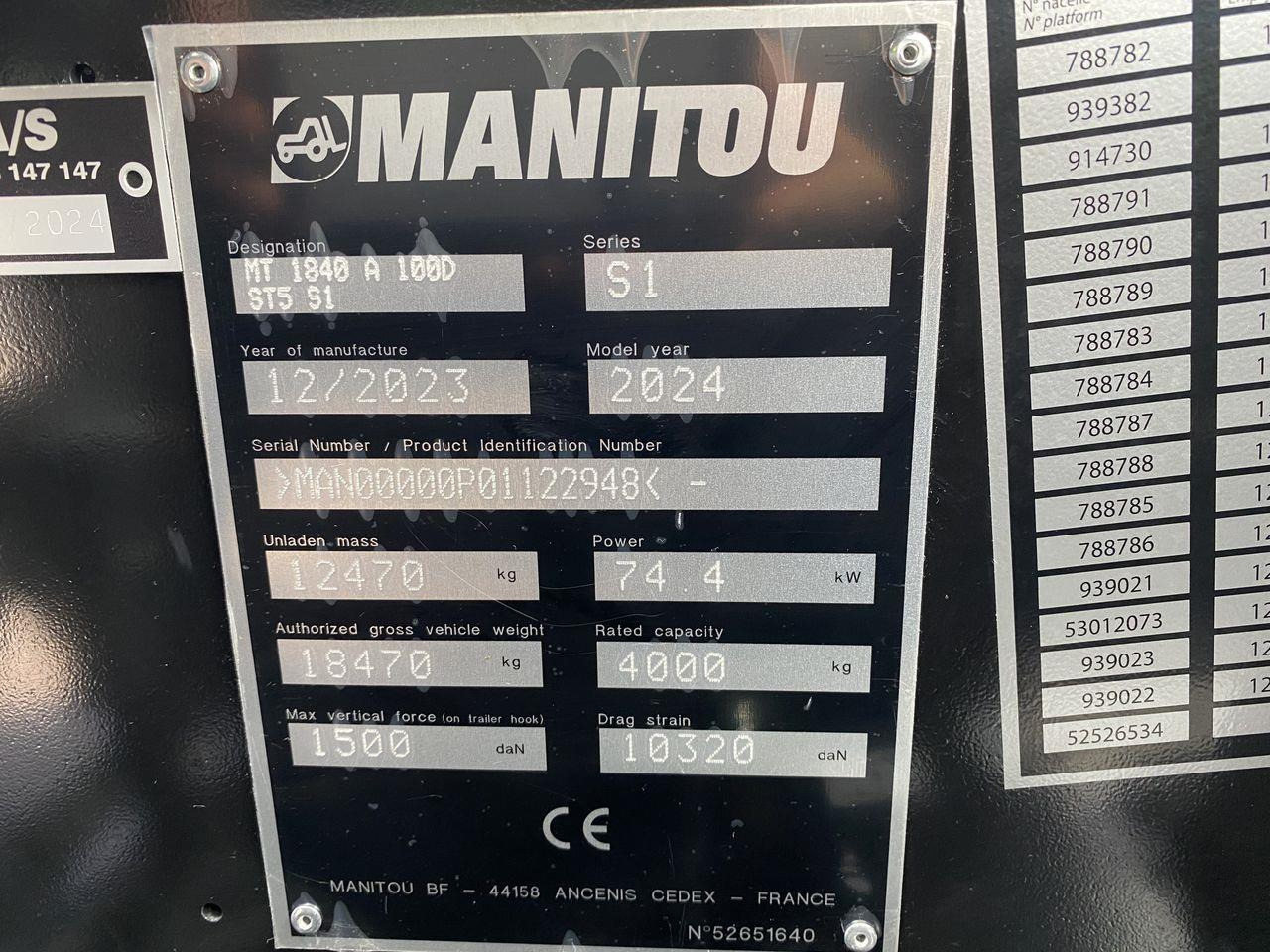 Teleskoplastere Manitou MT1840A ST5