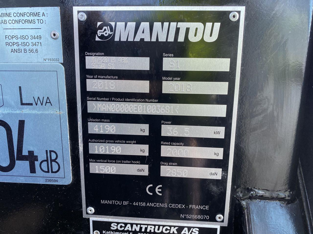 Teleskoplastere Manitou MT420H Comfort