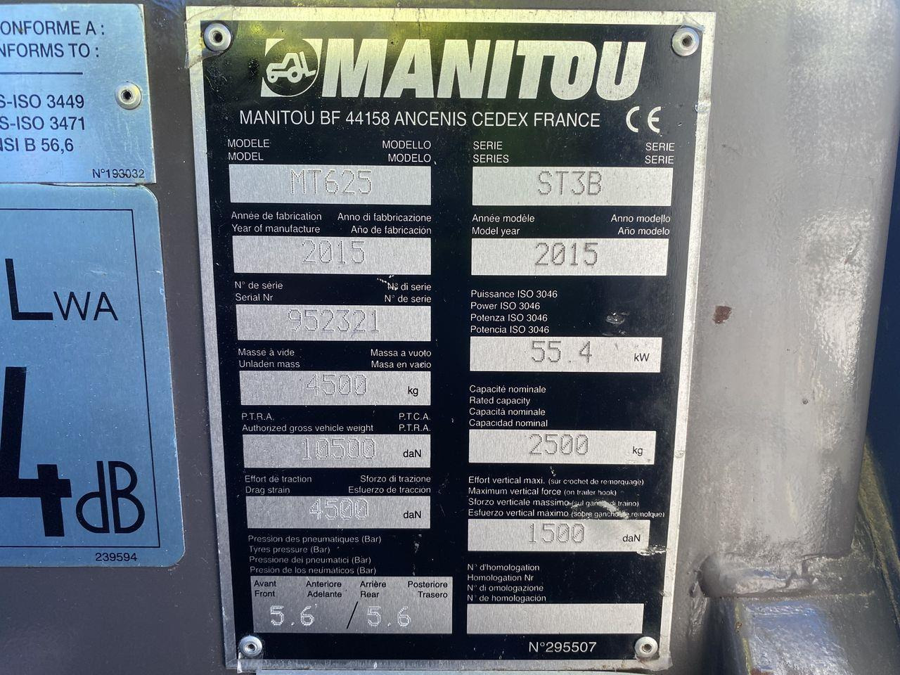 Teleskoplastere Manitou MT625H Comfort