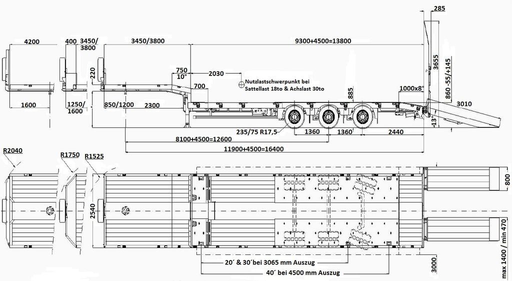 Ny Lavloader semitrailer Faymonville MAX Trailer 3-Achs-Tele-Semi m. hydr. Rampen-nlla: bilde 3