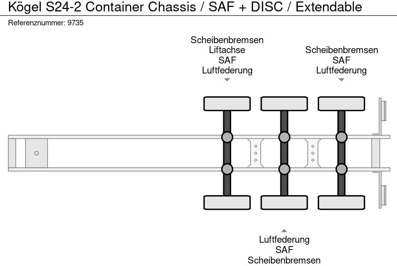 Leie Kögel S24-2 Container Chassis / SAF + DISC / Extendable Kögel S24-2 Container Chassis / SAF + DISC / Extendable: bilde 9
