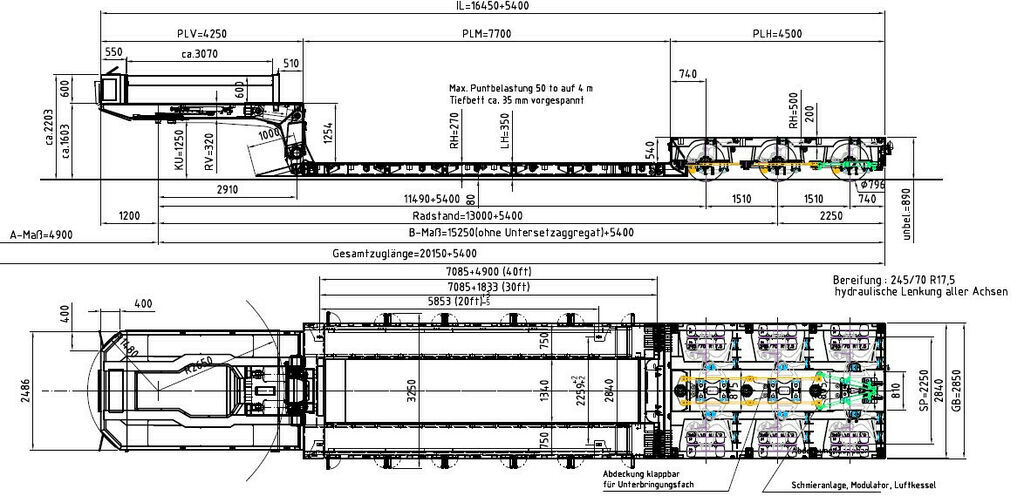 Ny Lavloader semitrailer Meusburger 1+3-Achs-Tiefbett-Kombination mit Halbachsen: bilde 12
