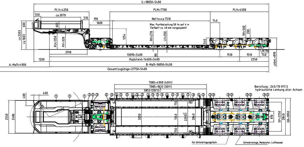 Ny Lavloader semitrailer Meusburger 1+3-Achs-Tiefbett-Kombination mit Halbachsen: bilde 11
