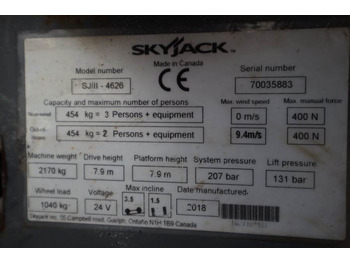 Leie SkyJack SJ4626 ELECTRIC, 10M WORKING HEIGHT, 454KG CAPACIT SkyJack SJ4626 ELECTRIC, 10M WORKING HEIGHT, 454KG CAPACIT: bilde 3 Leie SkyJack SJ4626 ELECTRIC, 10M WORKING HEIGHT, 454KG CAPACIT SkyJack SJ4626 ELECTRIC, 10M WORKING HEIGHT, 454KG CAPACIT: bilde 3