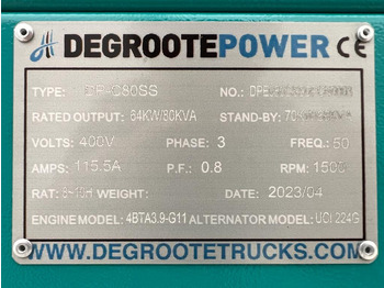 Elektrisk generator DEGROOTE POWER* DP-C80SS 80KVA: bilde 4