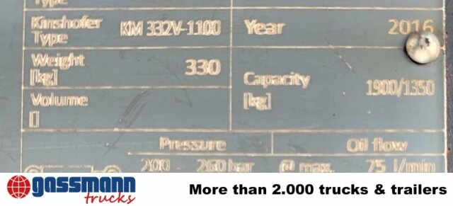 KINSHOFER KM 332-V-1100 Palettenzange - Klemme: bilde 3 KINSHOFER KM 332-V-1100 Palettenzange - Klemme: bilde 3