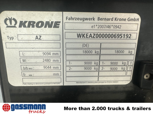 Krone AZW 18 - Container-transport/ Vekselflak tilhenger: bilde 2 Krone AZW 18 - Container-transport/ Vekselflak tilhenger: bilde 2