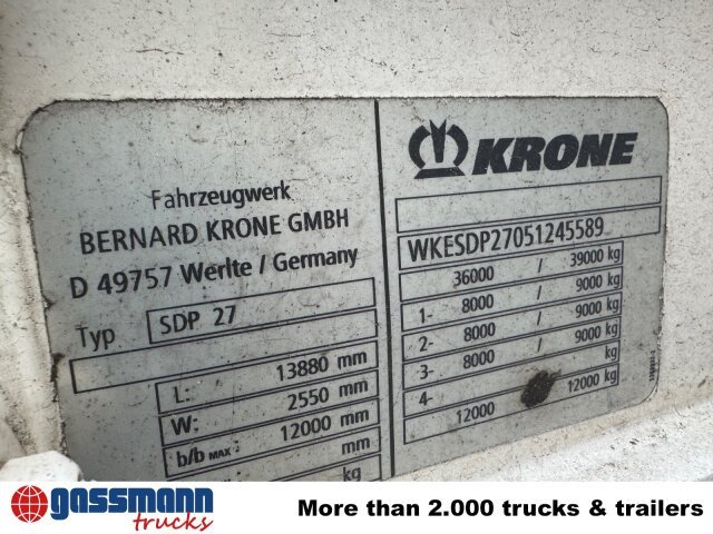 Krone SDP 27 , Edscha-Verdeck, Ex-Fahrschule - Åpen semitrailer: bilde 5 Krone SDP 27 , Edscha-Verdeck, Ex-Fahrschule - Åpen semitrailer: bilde 5