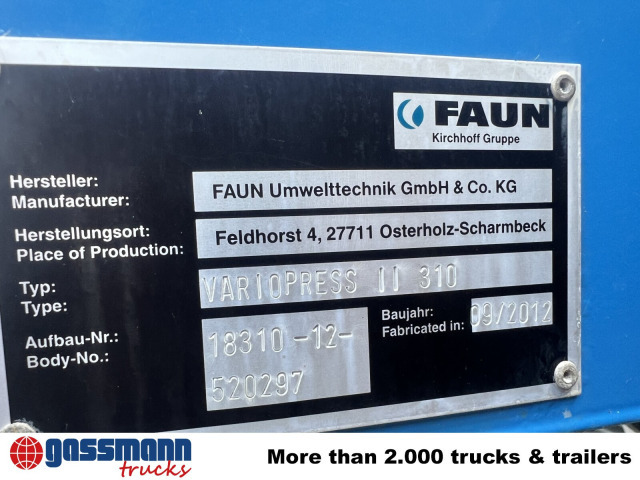 Søppelbil for transport av søppel Mercedes-Benz Actros 2032 LA 4x4, Faun Variopress 310 ca.: bilde 7