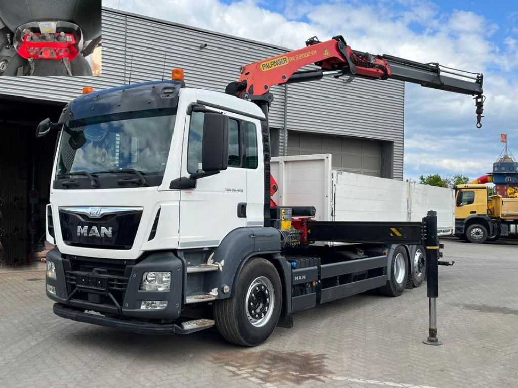 MAN TG-S 26.420 6x2 BL Pritsche Kran Palf. PK 22002+ - Planbil, Kranbil: bilde 1 MAN TG-S 26.420 6x2 BL Pritsche Kran Palf. PK 22002+ - Planbil, Kranbil: bilde 1