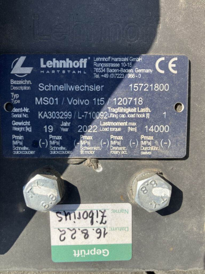 Lehnhoff Schnellwechsler mech. - Hurtigkobling: bilde 3 Lehnhoff Schnellwechsler mech. - Hurtigkobling: bilde 3