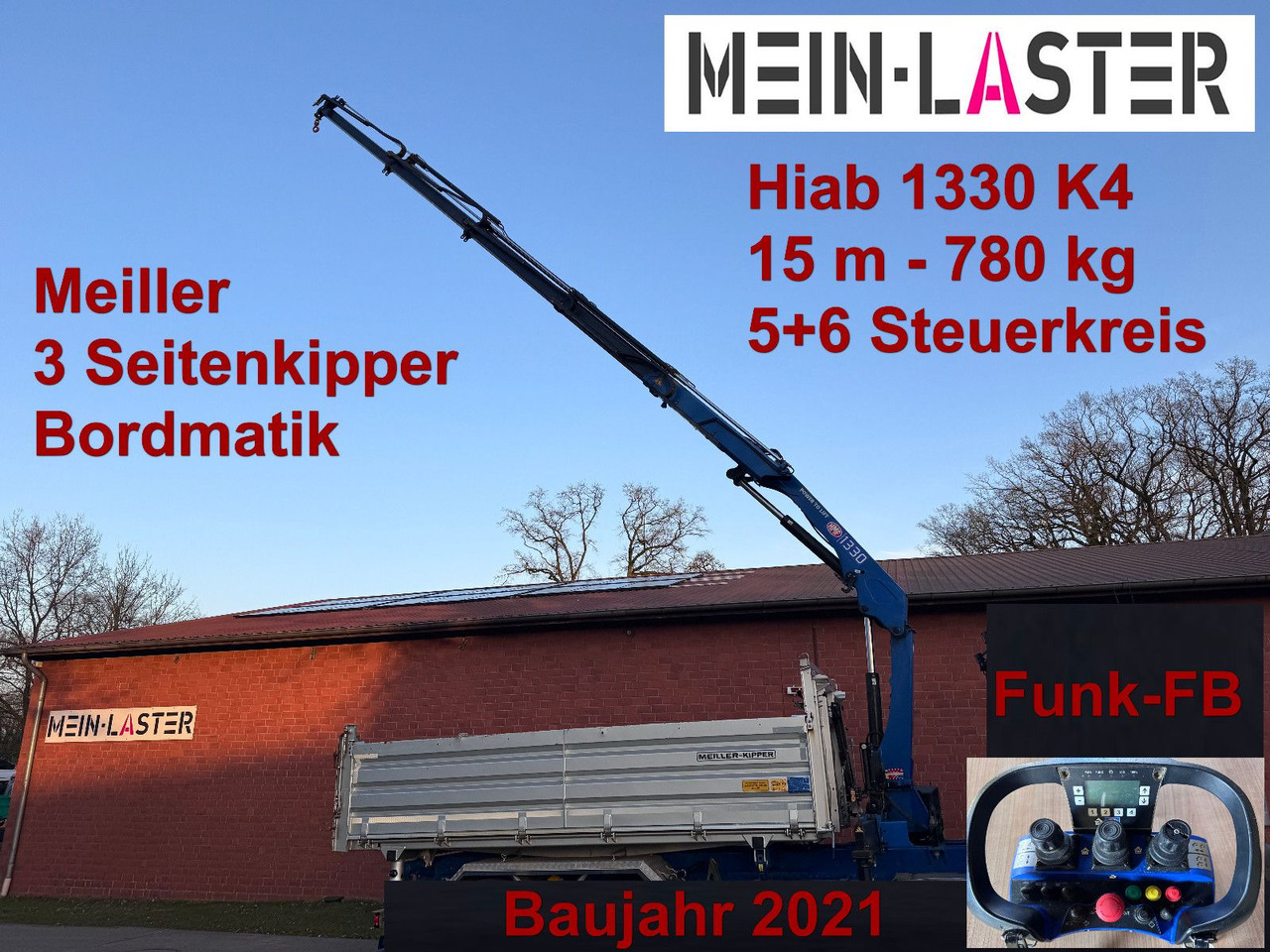 MAN Aufbau Meiller Bordmatik + HMF 1330 K4 15m Funk - Tippbil, Kranbil: bilde 1 MAN Aufbau Meiller Bordmatik + HMF 1330 K4 15m Funk - Tippbil, Kranbil: bilde 1