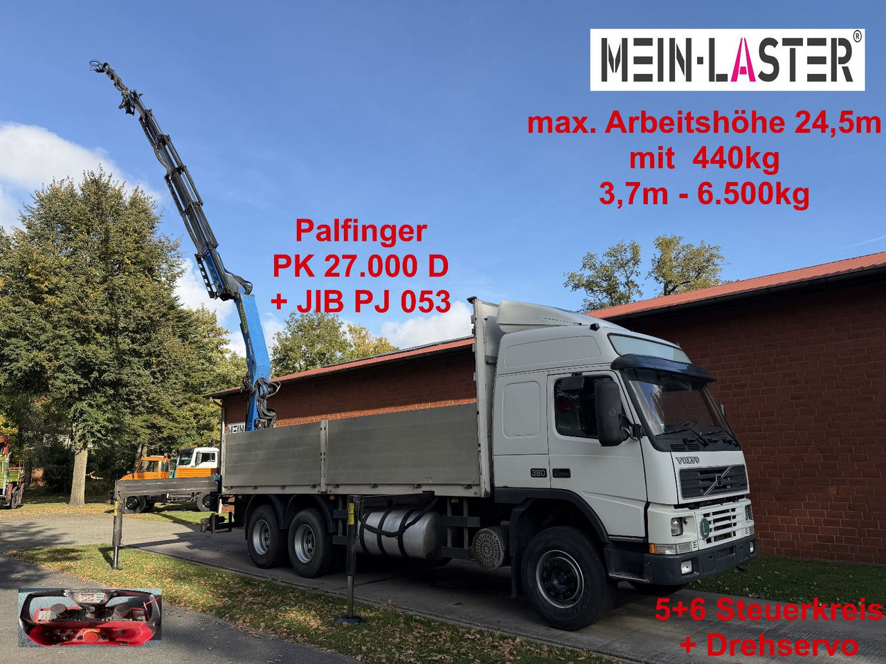 Volvo FM12 380 PK 27000D 24,5m 5+6 Deutscher LKW - Kranbil: bilde 1 Volvo FM12 380 PK 27000D 24,5m 5+6 Deutscher LKW - Kranbil: bilde 1