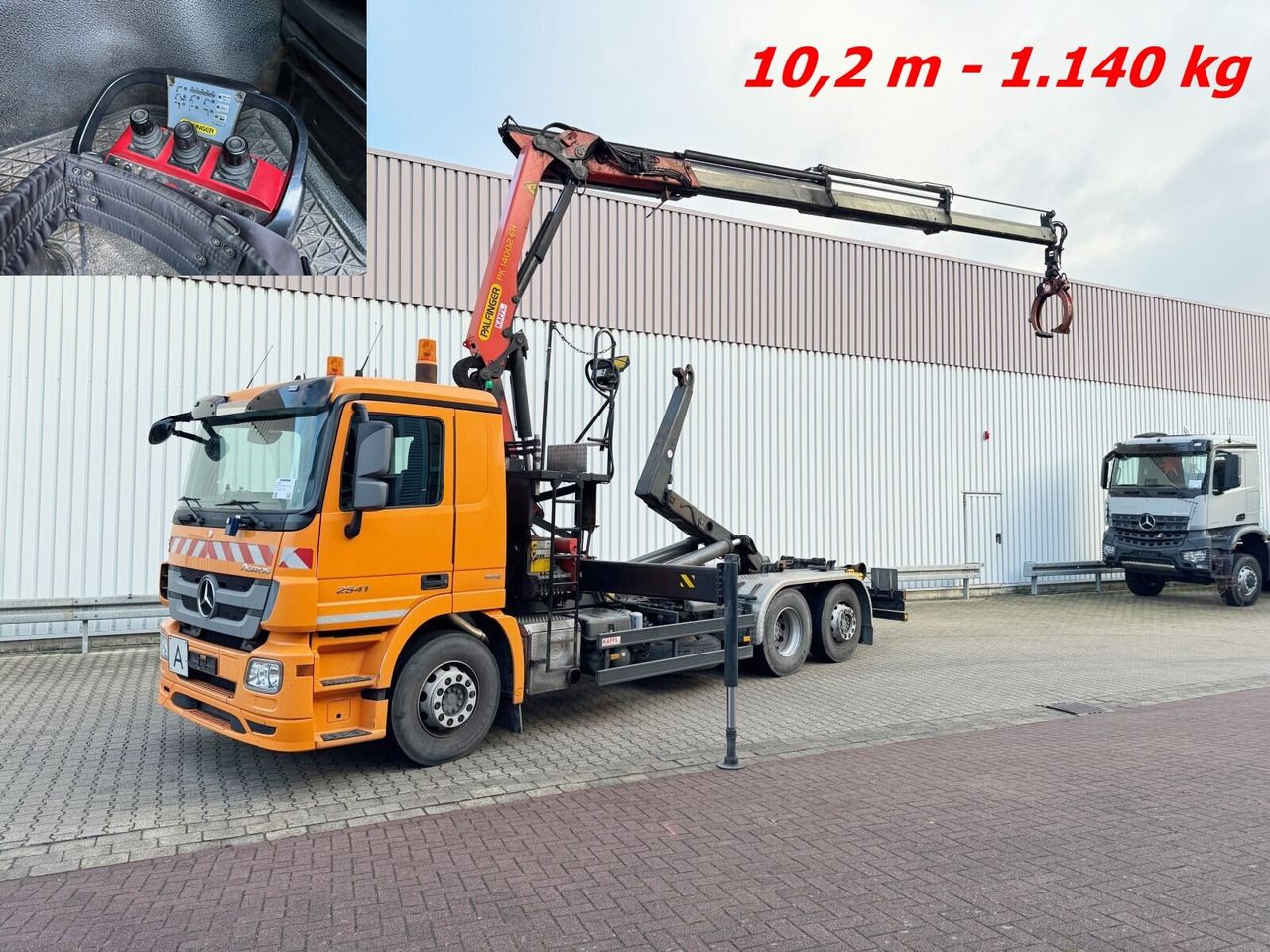 Mercedes-Benz Actros 2541 L 6x2 Actros 2541 L 6x2, Lenkachse, Meiller RK 20.65, Kran Palfinger PK 14002-EH, Funk - Krokbil, Kranbil: bilde 1 Mercedes-Benz Actros 2541 L 6x2 Actros 2541 L 6x2, Lenkachse, Meiller RK 20.65, Kran Palfinger PK 14002-EH, Funk - Krokbil, Kranbil: bilde 1