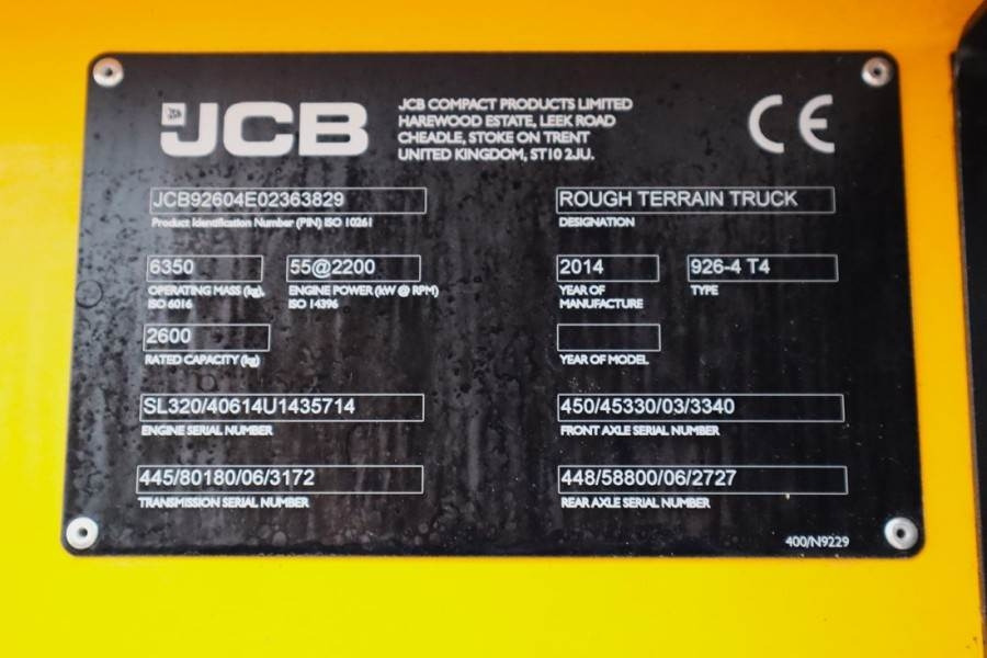 JCB 926 Diesel, 4x4 Drive, Triplex mast, 5500mm Liftin - Terrenggående gaffeltruck: bilde 5 JCB 926 Diesel, 4x4 Drive, Triplex mast, 5500mm Liftin - Terrenggående gaffeltruck: bilde 5