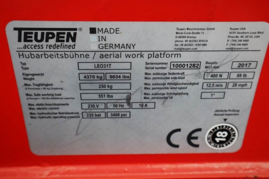 Bomlift, Edderkopplift Teupen LEO 31T Valid inspection, *Guarantee! 230 V Electr: bilde 6