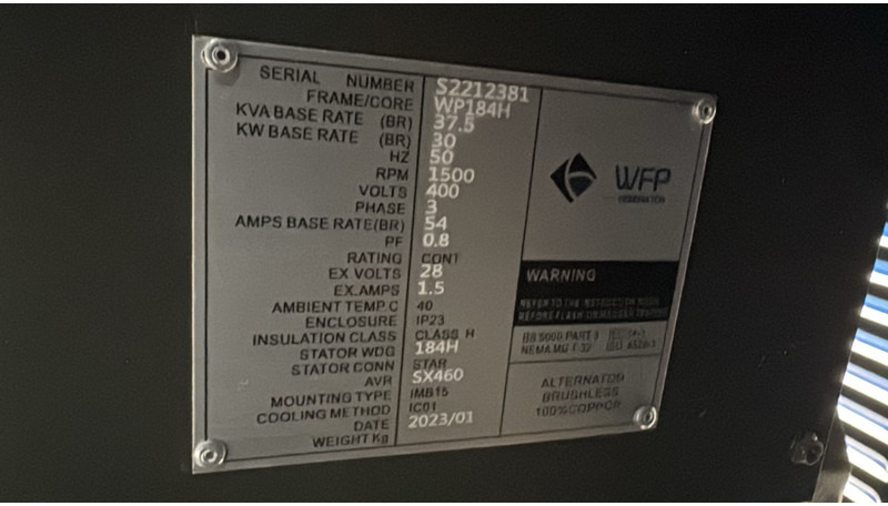 Elektrisk generator Diesel Generator Set WP41R (41 KVA/ 400V / 1500 RPM / 3 PHASE / 54 A / 50 HZ): bilde 15