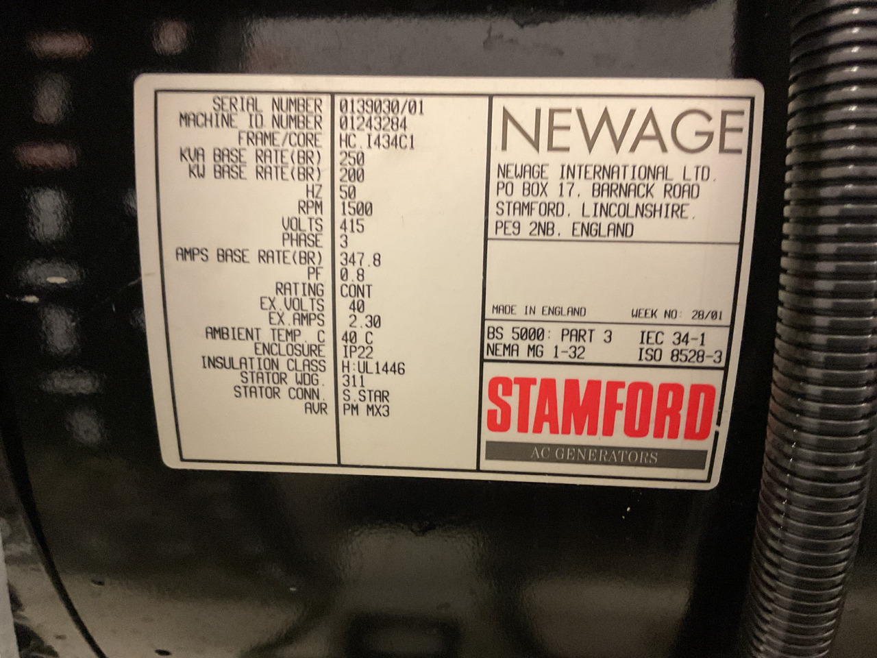 Elektrisk generator Perkins 250KVA, low standby hours and very complete.: bilde 6