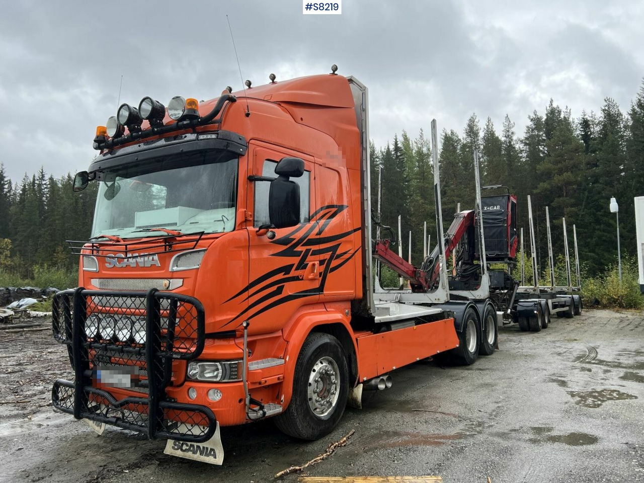 Tømmerbil Scania R730 Timber truck with wagon and crane: bilde 11