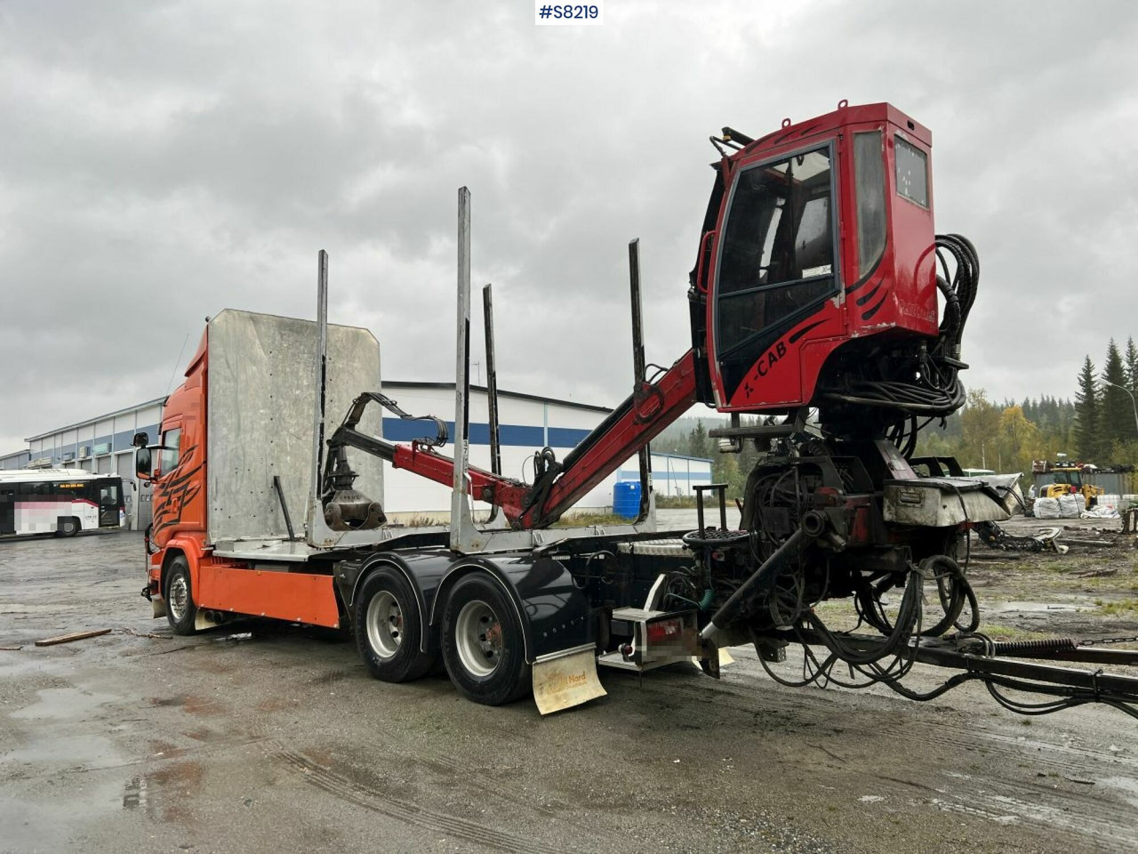 Tømmerbil Scania R730 Timber truck with wagon and crane: bilde 14