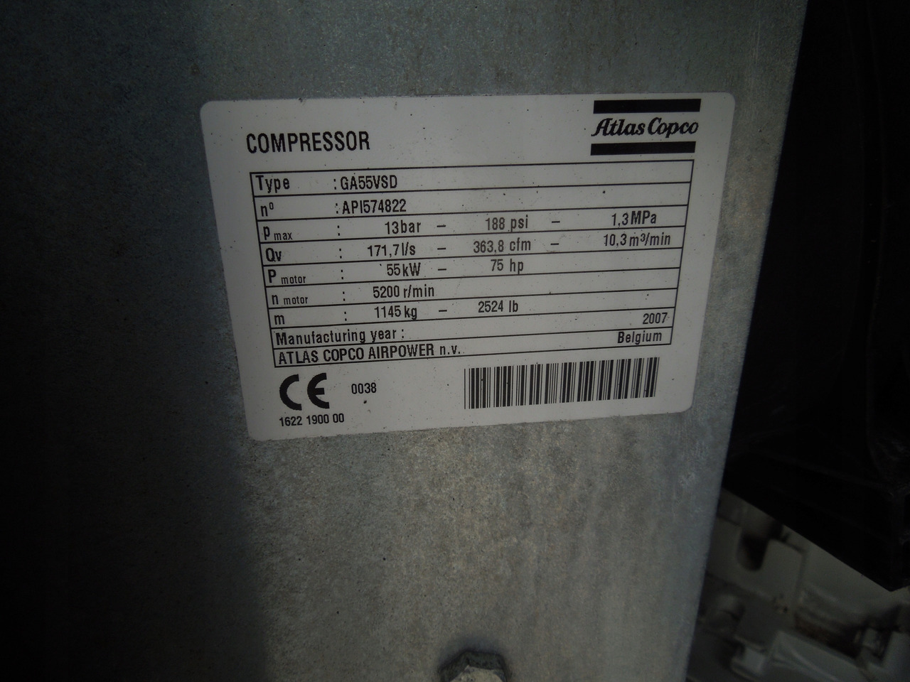 ATLAS COPCO GA55VSD - Luftkompressor: bilde 5 ATLAS COPCO GA55VSD - Luftkompressor: bilde 5