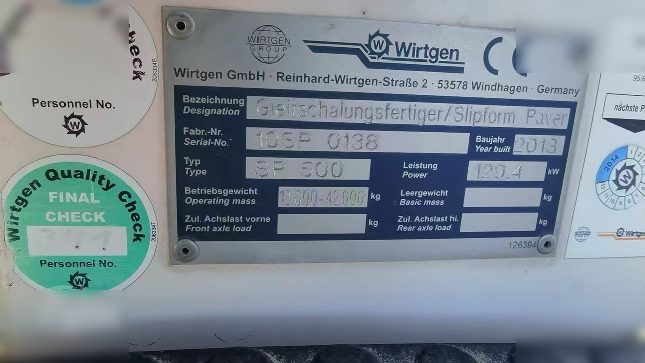 2013 WIRTGEN SP500 - Betong utlegger: bilde 3 2013 WIRTGEN SP500 - Betong utlegger: bilde 3